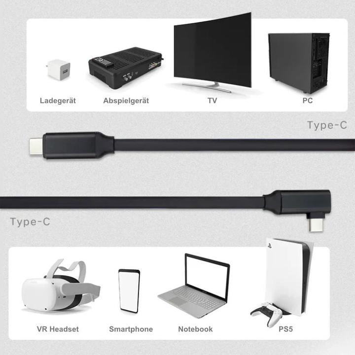 Produktbild Hermex Kabel für VR Brille 5m Oculus Quest 2 USB-C Datenkabel Ladekabel