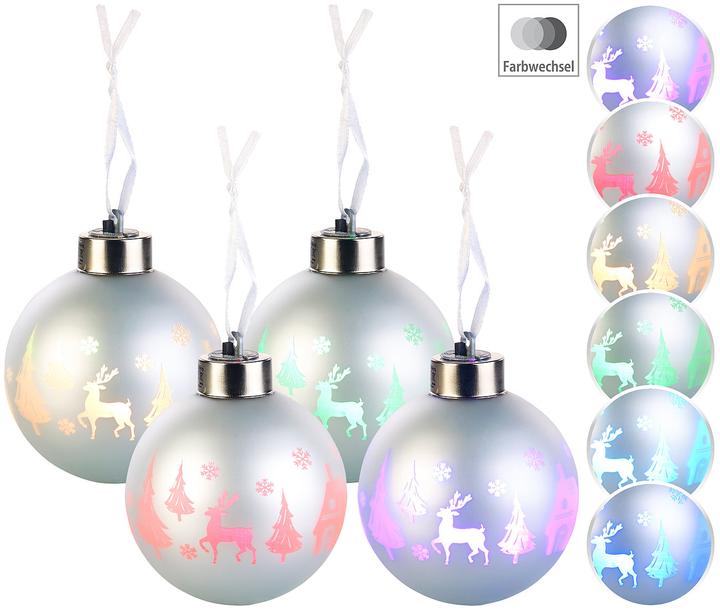 Produktbild Lunartec Christbaumkugeln mit Farbwechsel-LEDs, 4er-Set (4 -teilig)