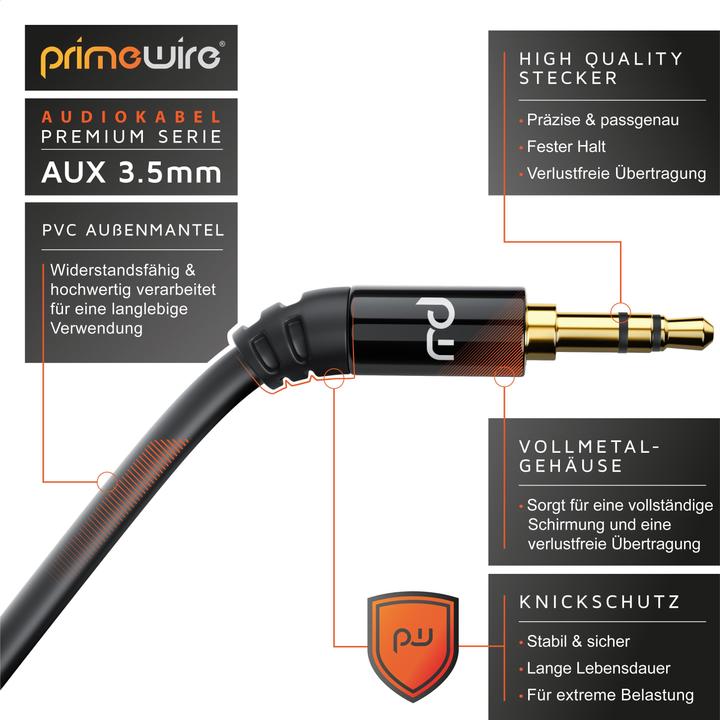 Actual product image Primewire 3.5mm jack to 2x 3.5mm jack audio adapter, 15 cm, stereo audio AUX to 2x jack Y-adapter (0.15 m, 3.5mm jack (AUX))
