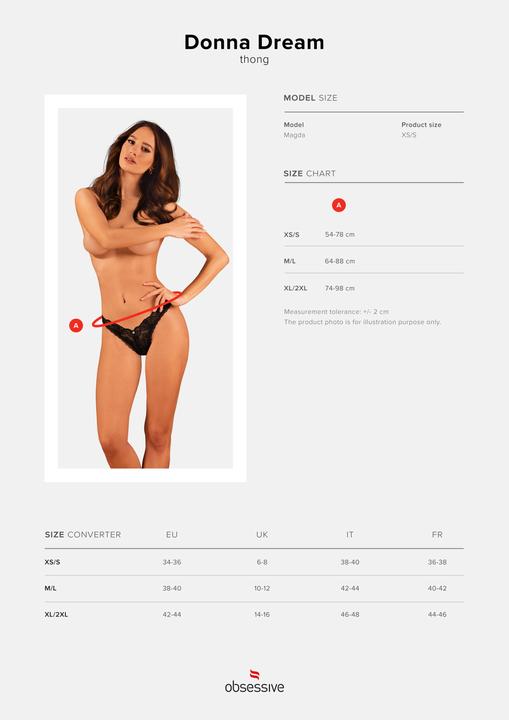 Actual product image Obsessive Donna Dream Lace String - Black (S)