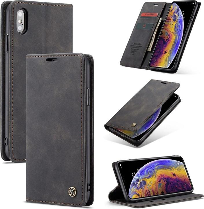 Produktbild König Design Hülle Handy Schutz für Apple iPhone XS Max Case Flip Cover Tasche Etuis Schwarz (Apple iPhone XS Max)