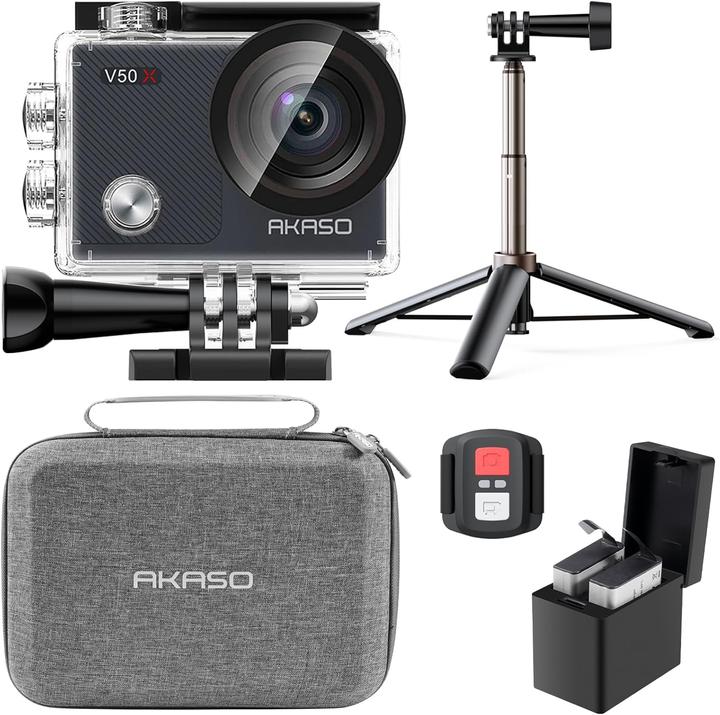 Akaso Action Cam 4K mit Stativ und Tasche (Wi-Fi)