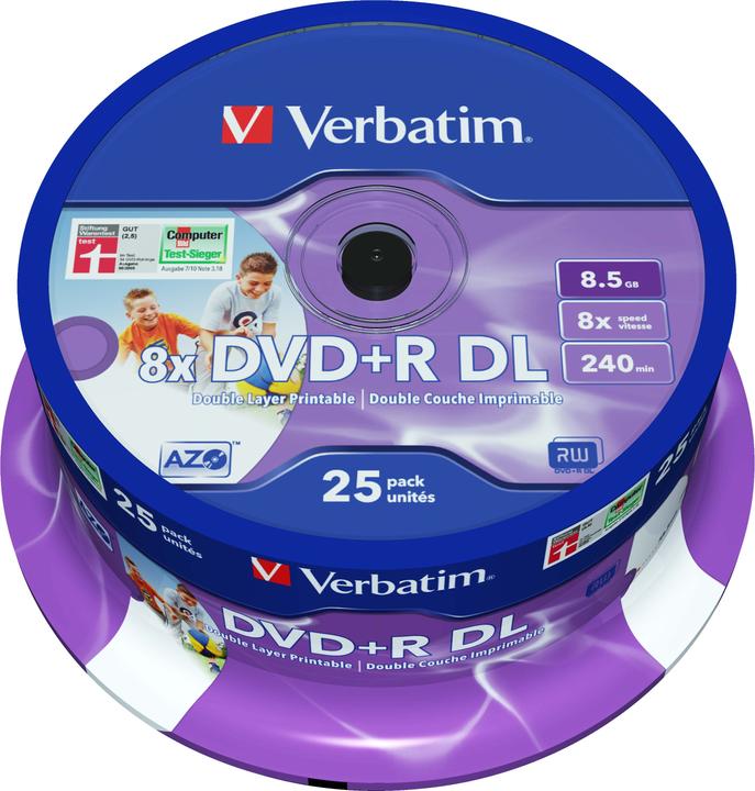 Actual product image Verbatim DVD+R, Double Layer, 8x, 8.5GB, 25 spindle (25 x)