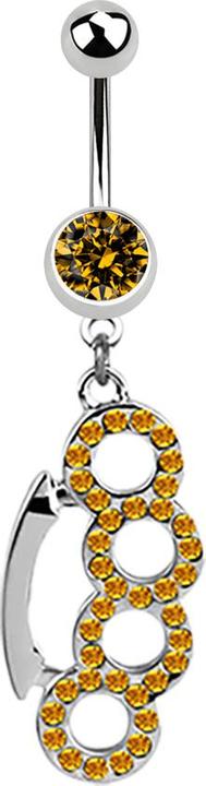 Star Piercing Banane silber mit Anhänger Schlagring topaz (Chirurgenstahl 316L, ohne Messing)