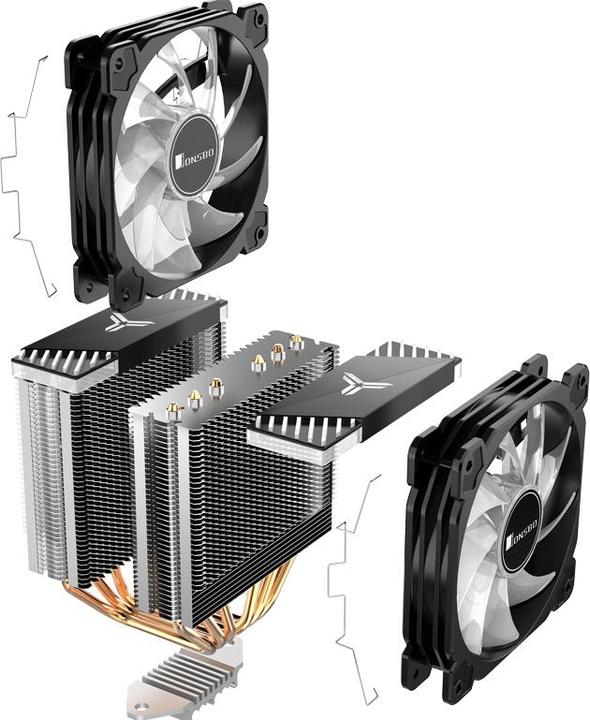 Actual product image Jonsbo CR-2000 GT CPU Cooler Dual Tower, ARGB - 2x 120mm (159 mm)