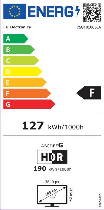 Energy Label LG UT81 (75", UT81, LED, 4K)
