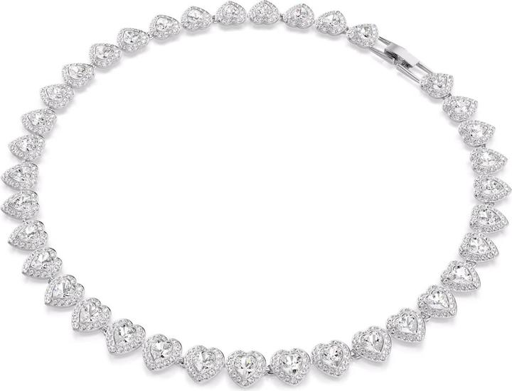 Swarovski x Ariana Grande Tennis Halskette Verschiedene Schliffe Herz Weiss Rhodiniert (Swarovski Metall)