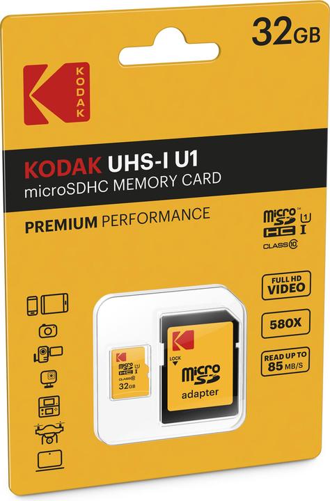 Image du produit Kodak microSDHC 32GB (32 Go, microSDHC, U1, UHS-I)