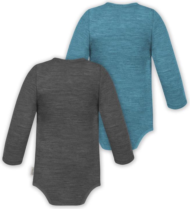 Actual product image Normani Set of 2 unisex baby wrap-around long-sleeved romper onesies made from merino wool - 9351 (50)