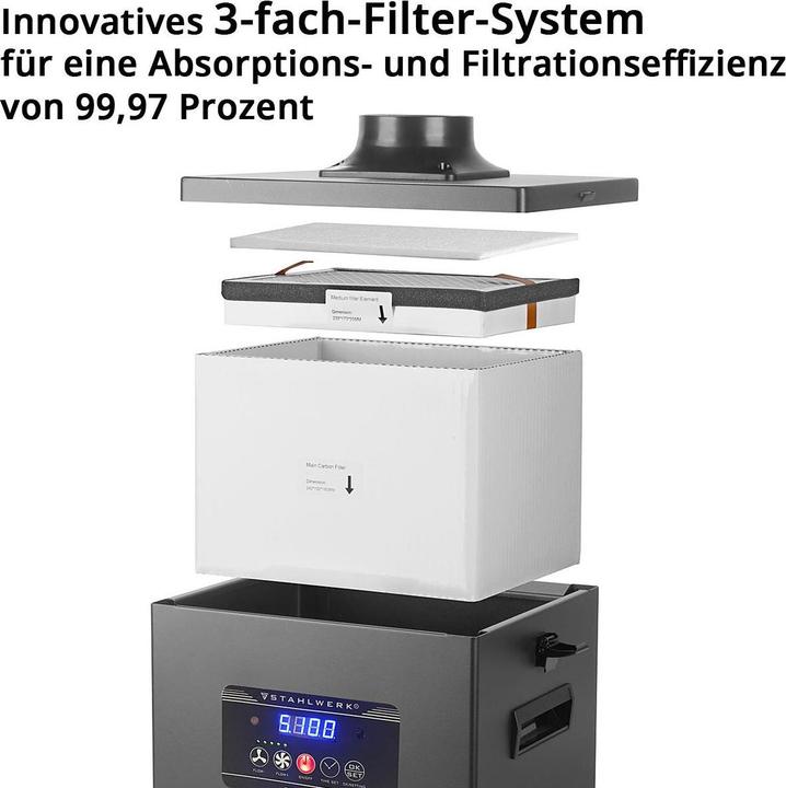 Produktbild Stahlwerk Rauchabsaugung FE-150 ST mit 3-fach-Filter und 150 W Absauganlage (Absauganlage)