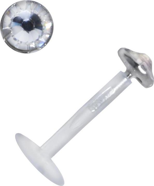 Bijouteria Piercing für Lippe/Tragus (Bioplast, Silber 925, Kristall)