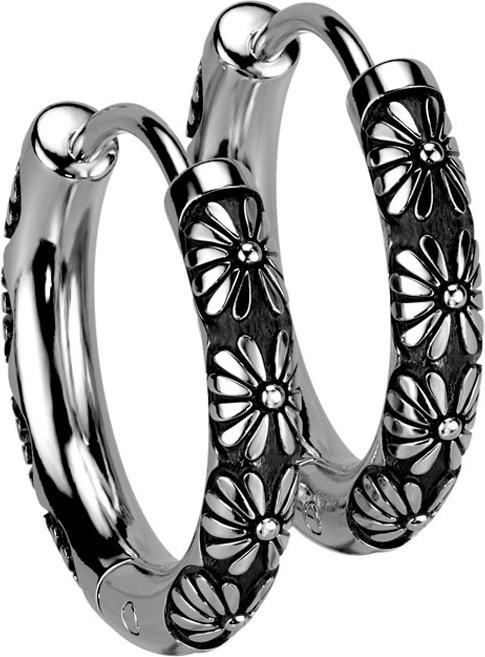 Star Piercing Ohrring zum Klappen silber Blumen (ohne Messing, Chirurgenstahl 316L)