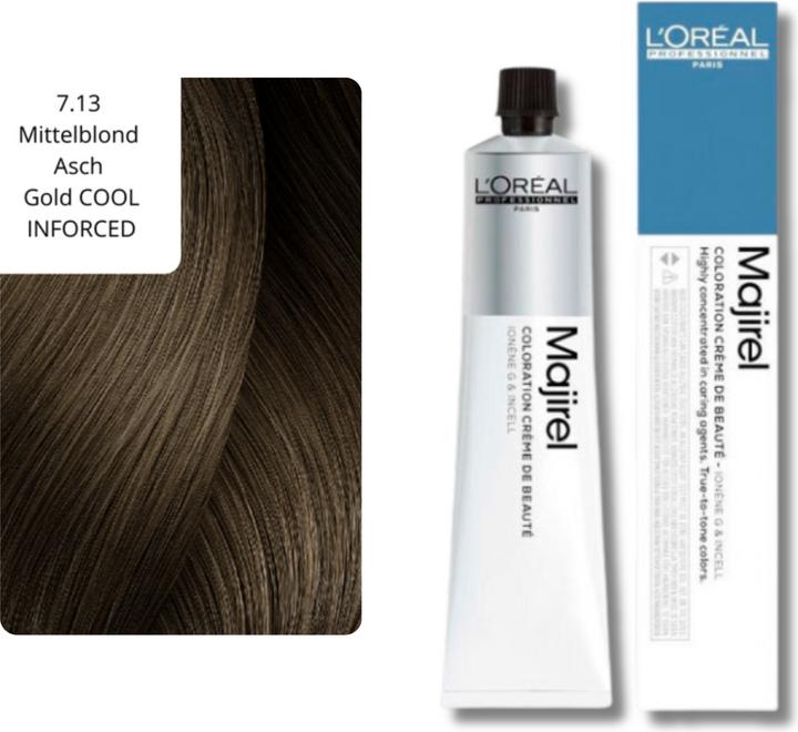 Produktbild L'Oréal Professionnel Majirel (7.13 Mittelblond Asch Gold COOL INFORCED)