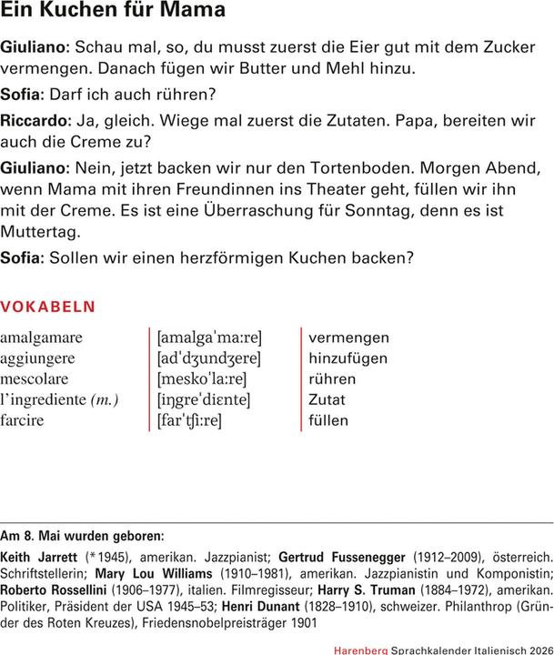 Produktbild Harenberg Italienisch Sprachkalender 2026 - Italienisch lernen leicht gemacht - Tagesabrei (Deutsch, Italienisch, Steffen Butz, Tiziana Stillo, 2025)