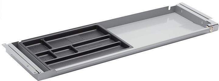 TecLines TUS002A Untertisch Schublade mit Kunststoffeinsatz L inkl. Schloss, silber