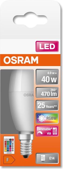 Produktbild Osram Led Retrofit Rgbw Lamps With Remote Control (E14, 40 W, 470 lm, 1 x, F)