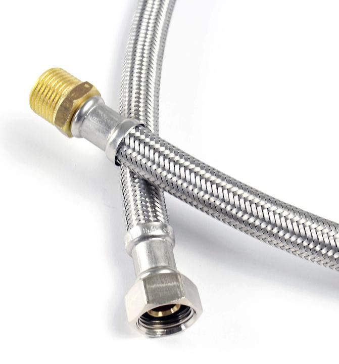 Actual product image XPOtool Flexible hose 300mm DN8 armoured hose 3/4"  AG 26.44mm 3/8"  ÜM 14.95mm