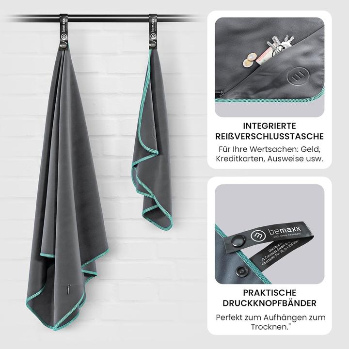 Image du produit BeMaxx Set de serviettes en microfibre, Gray