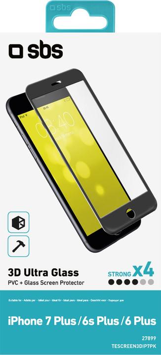 Image du produit SBS Protection d'écran en verre 3D pour iPhone 8 Plus / 7 Plus / 6s Plus / 6 Plus (1 pièce(s), Apple iPhone 8 Plus, Apple iPhone 7 Plus)