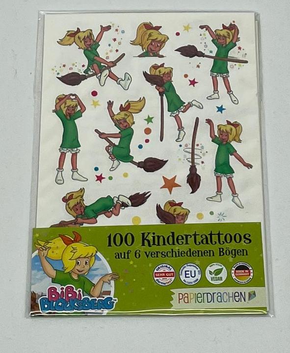 Produktbild Papierdrachen Kindertattoo Set - Bibi Blocksberg (100 Stück auf 6 Bögen)