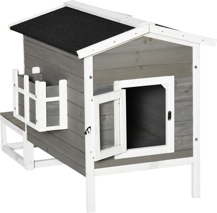 Produktbild PawHut Katzenhaus mit Terrasse und Balkon (Katze)