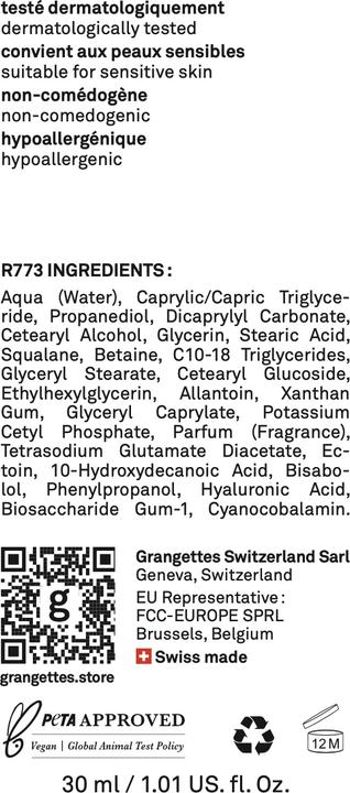 Image du produit Grangettes crème apaisante visage (30 ml, Crème de nuit)
