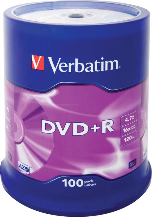 Produktbild Verbatim DVD+R Matt Silver, 4.7GB, 16x, 100er Spindel (100 x)