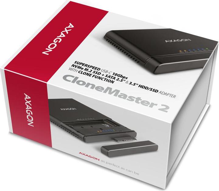 Actual product image Axagon ADSA-CC USB-C - NVMe M.2 SSD & SATA 2.5"/3.5" SSD/HDD CLONE MASTER (M.2 2280, M.2 2260)