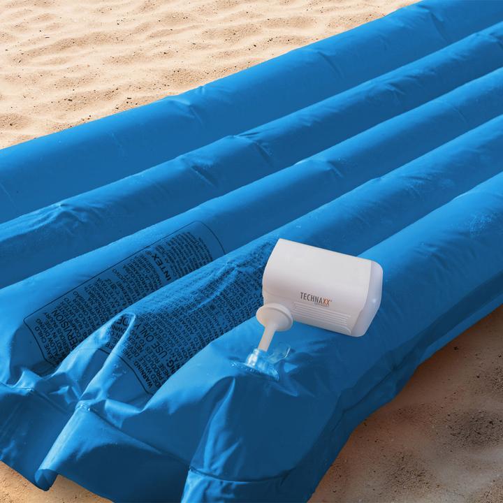 Actual product image Technaxx Mini rechargeable air pump with LED light