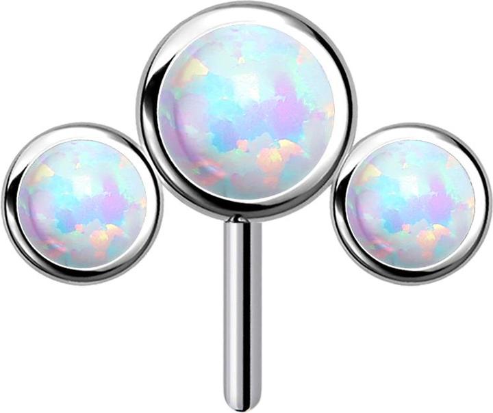 Immagine prodotto Star Piercing Threadless argento anteriore tre opali bianchi (Titanio G23, senza ottone)