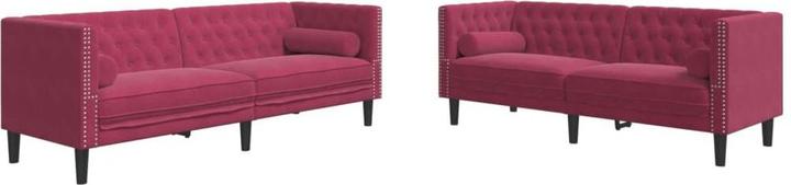 Produktbild VidaXL Chesterfield Sofa Set mit Nackenrollen Sofagarnitur 2-tlg. Weinrot Samt (Chesterfield)