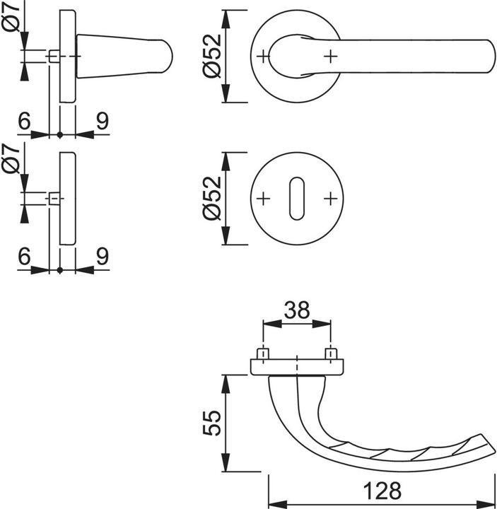 Produktbild Hoppe Rosettengarnitur Tôkyô 1710 / 42KV / 42KVS Aluminium F1 rund OB DIN links / rechts D/D (Türgriff)