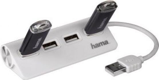 Produktbild Hama USB-A-Hub, 4 Ports, USB 2.0, 480 Mbit/s, Weiss (USB-A, 4 Ports)