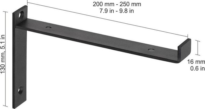 Actual product image Dolle Bracket LIP 208x130x30 mm black