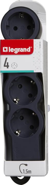 Actual product image Legrand Flat socket strip 4x socket, 1.5 metre cable Black 694553 (4 x, 1.50 m)