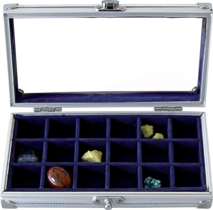 Actual product image Safe Aluminium display case with 18 compartments