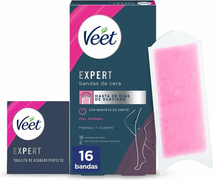 Veet Expert Cold Wax Strips for Hair Removal from Legs and Body with Shea Butter 16 Strips (16 x)