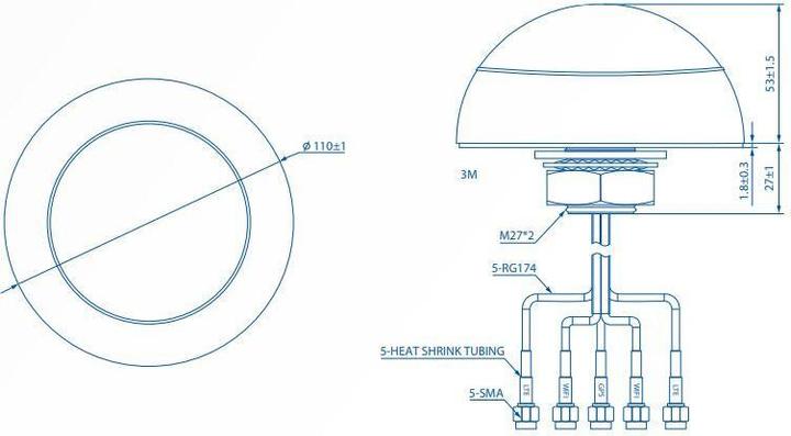 Actual product image Teltonika Antena 003R-00253 (GPS, 4G, Wi-Fi)