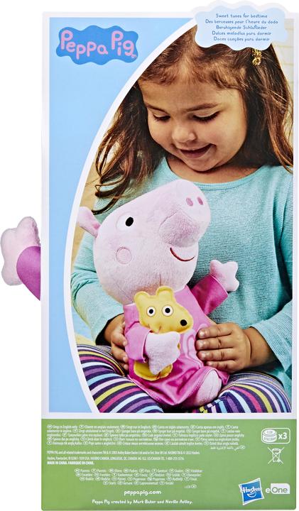 Productafbeelding Hasbro Sluimermuziek Peppa, zingende pluche pop met teddybeer als accessoire, 3 liedjes, 3 engli (28 cm)