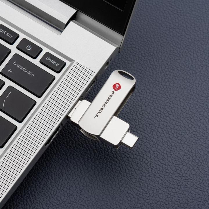 Produktbild Forcell Memory cards F-DATA pendrive Metal Duo 32GB USB3.2 Gen 1 (USB A / Type C) silver (32 GB, USB-A, USB-C)