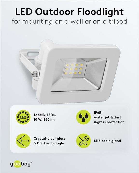 Immagine prodotto Goobay Faretto da esterno a LED, 10 W (853 lm, IP65)