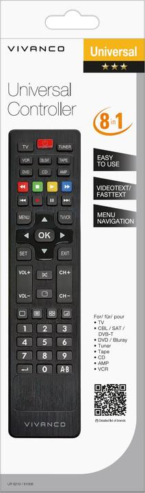 Actual product image Vivanco 8 in 1 universal remote control, black (Universal remote control, Infrared)