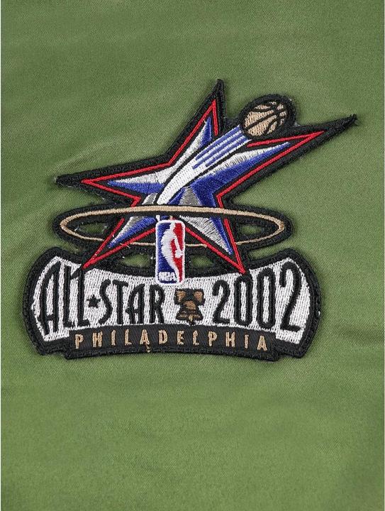 Actual product image Mitchell & Ness M&N Satin Bomber Veste - FLIGHT Philadelphia 76ers olive (M)