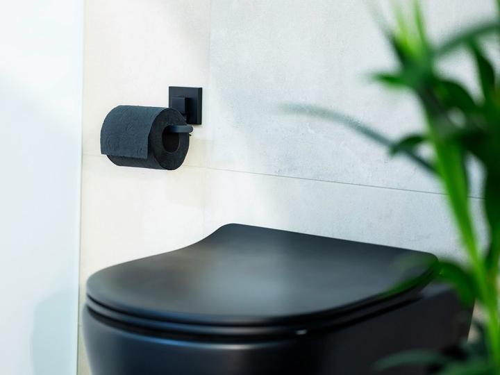 Actual product image Wenko Vacuum-Loc® Toilettenpapierhalter Mod. Quadro Schwarz Befestigen ohne Bohren