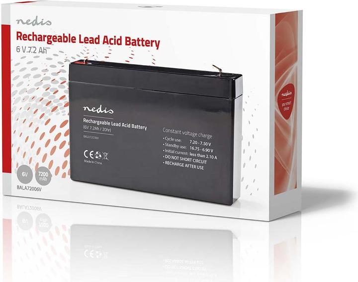 Actual product image Nedis Rechargeable lead-acid battery - Rechargeable - 6 V - 7200 mAh - 151 mm - 34 mm - 9 (6 V, 7.20 Ah)