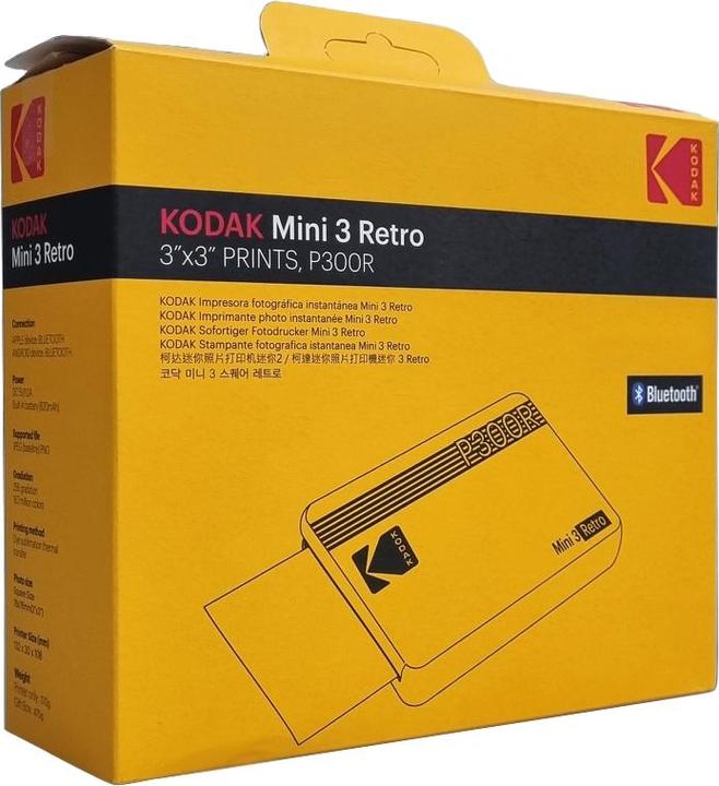 Productafbeelding Kodak Mini 3 Retro P300ry60 Draagbare Instant Fotoprinter Bundel 3x3 Geel (Direct thermisch, Kleur)