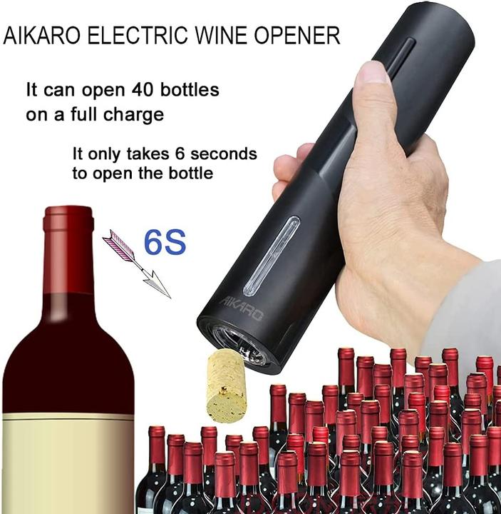 Immagine prodotto Aikaro Cavatappi elettrico, set base con batteria ricaricabile (Cavatappi elettrico)