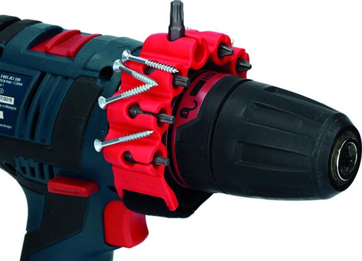 Actual product image Werkstarck Bit holder magnetic BITPASS red incl. 6 bits (Hexagon socket TX M20, Hexagon socket TX M30, Hexagon socket TX M15, Hexagon socket TX M25, Cross Phillips PH M2, Cross Pozidriv PZ M2)