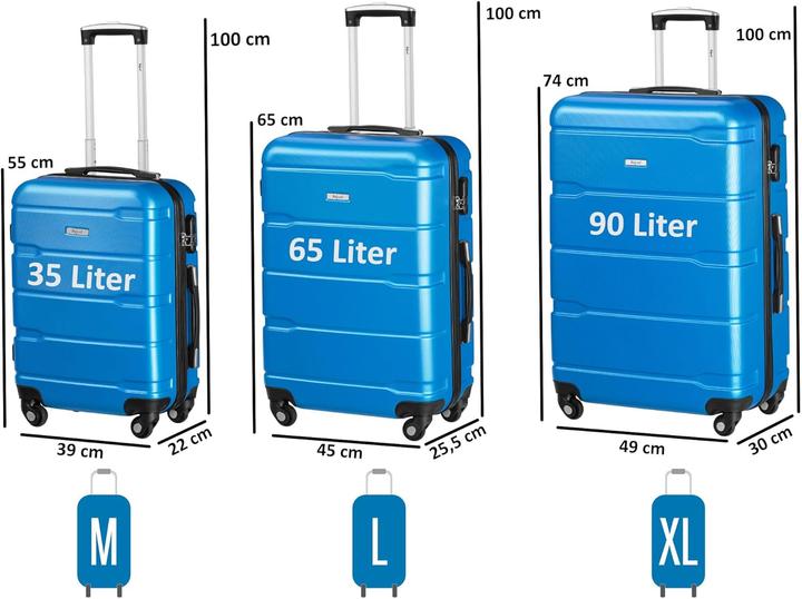 Immagine prodotto Zelsius 3-teiliges Hartschalenkoffer-Set mit Zahlenschloss (90 l, Bagaglio a mano (fino a 50 litri))