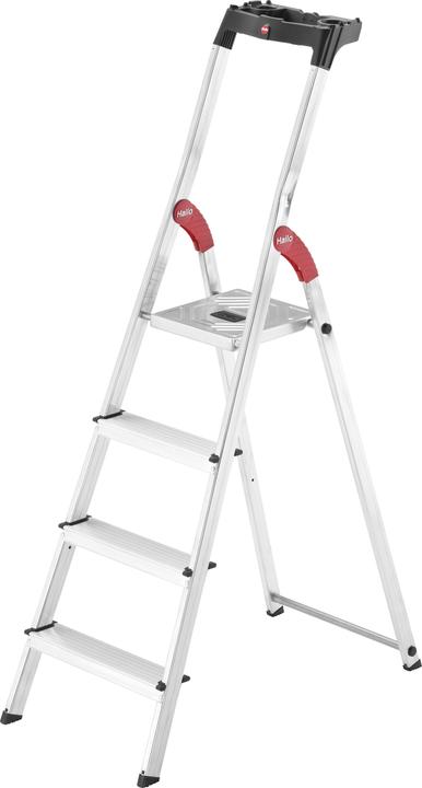 Hailo L60 StandardLine, Alu-Sicherheits-Stehleiter, 4 Stufen (Stehleiter, 161 cm)